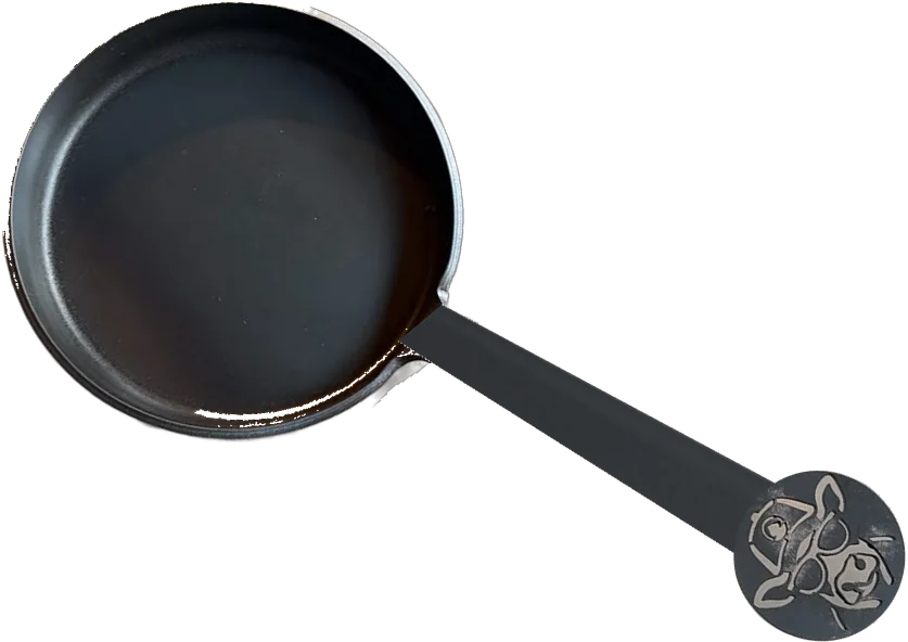 Provoletera de hierro negro con la vaca de Provoleta de Verdad calada en el mango